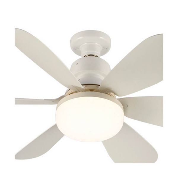 Ventilador de teto E27 NIKIYA de 6 pás projetado para quartos infantis Branco 18W 2000Lm CCT