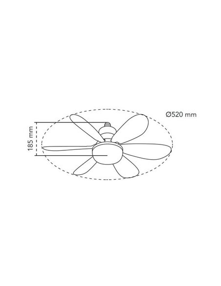 Ventilador de techo E27 NIKIYA 6 aspas diseñado para habitaciones infantiles Blanco 18W 2000Lm CCT