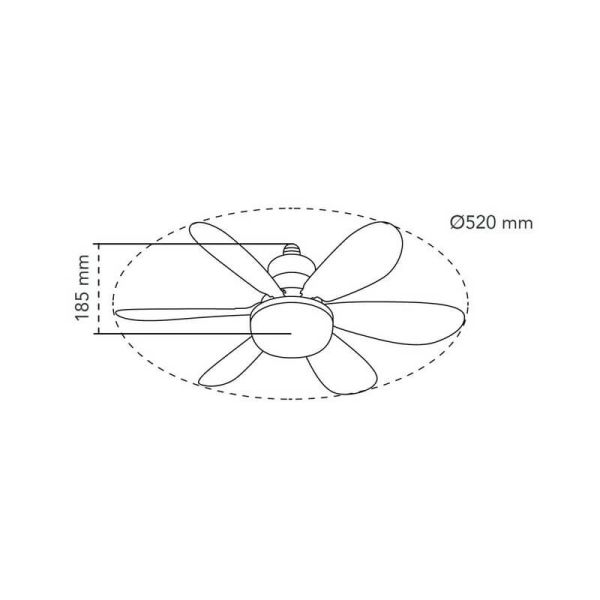 Ventilador de techo E27 NIKIYA 6 aspas diseñado para habitaciones infantiles Blanco 18W 2000Lm CCT