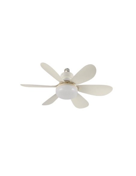 Ventilador de techo E27 NIKIYA 6 aspas diseñado para habitaciones infantiles Blanco 18W 2000Lm CCT