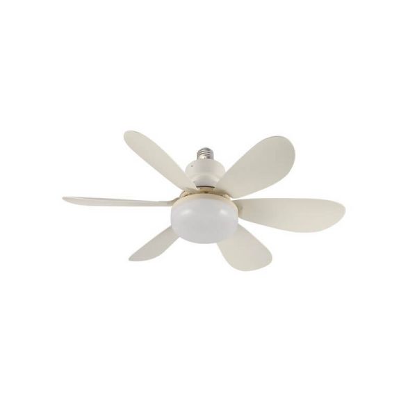Ventilador de techo E27 NIKIYA 6 aspas diseñado para habitaciones infantiles Blanco 18W 2000Lm CCT