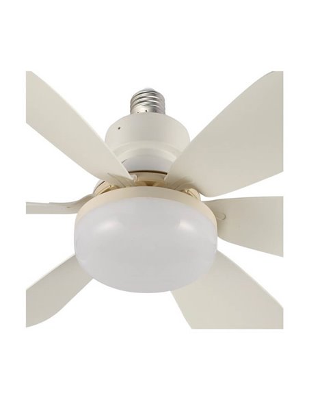 Ventilador de techo E27 NIKIYA 6 aspas diseñado para habitaciones infantiles Blanco 18W 2000Lm CCT
