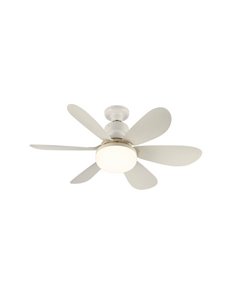 Ventilador de techo E27 NIKIYA 6 aspas diseñado para habitaciones infantiles Blanco 18W 2000Lm CCT 2