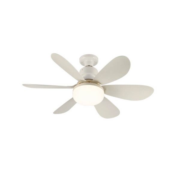 Ventilador de teto E27 NIKIYA de 6 pás projetado para quartos infantis Branco 18W 2000Lm CCT
