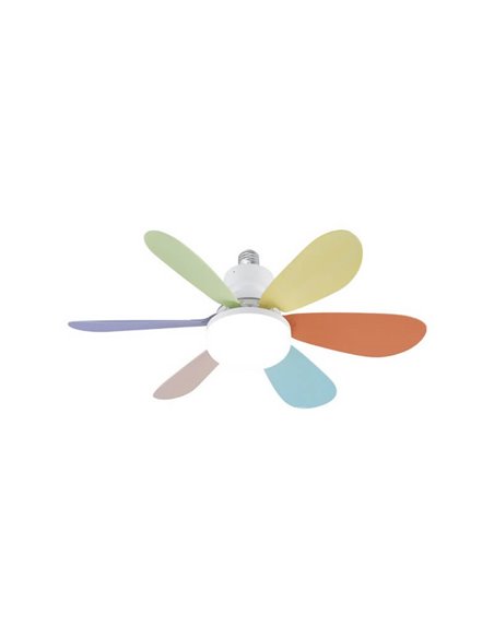 Ventilador de techo E27 NIKIYA 6 aspas diseñado para habitaciones infantiles multicolor 18W 2000Lm CCT