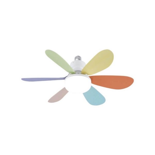 Ventilateur de plafond E27 NIKIYA à 6 pales conçu pour les chambres d'enfants multicolore 18W 2000Lm CCT