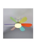 Ventilador de techo E27 NIKIYA 6 aspas diseñado para habitaciones infantiles multicolor 18W 2000Lm CCT