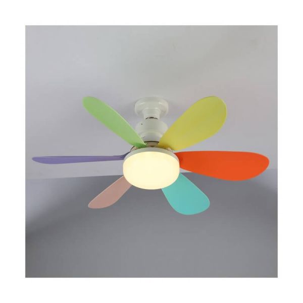 Ventilador de techo E27 NIKIYA 6 aspas diseñado para habitaciones infantiles multicolor 18W 2000Lm CCT