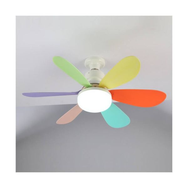Ventilador de techo E27 NIKIYA 6 aspas diseñado para habitaciones infantiles multicolor 18W 2000Lm CCT