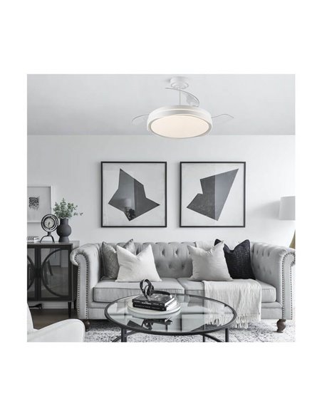 Ventilador de Teto LED com lâminas retráteis OKU Branco 72W 7920Lm CCT