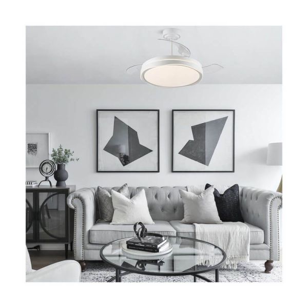 Ventilador de Teto LED com lâminas retráteis OKU Branco 72W 7920Lm CCT