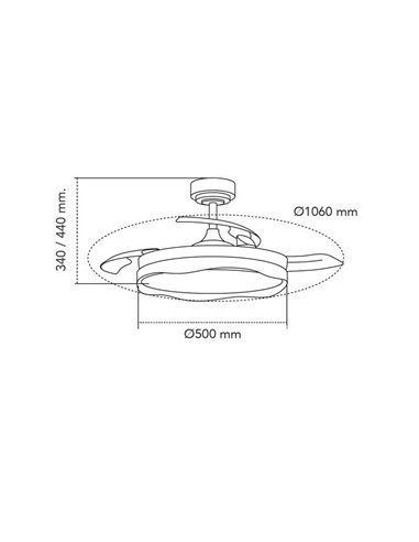 Ventilador de Teto LED com lâminas retráteis OKU Branco 72W 7920Lm CCT