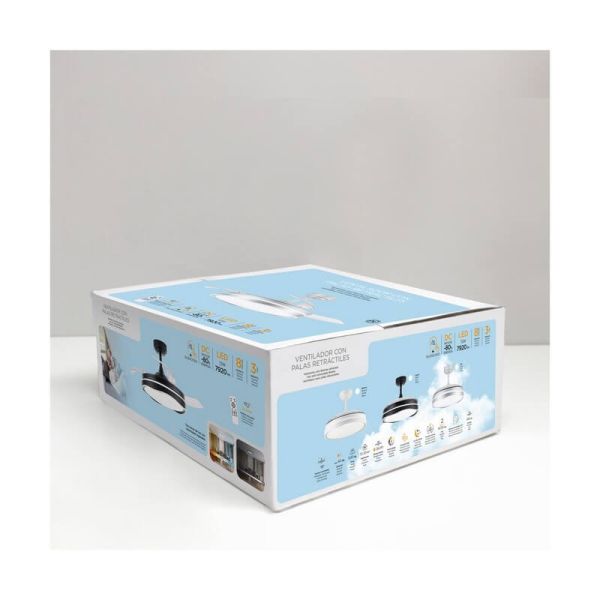 Ventilador de Techo LED aspas retráctiles OKU Blanco 72W 7920Lm CCT