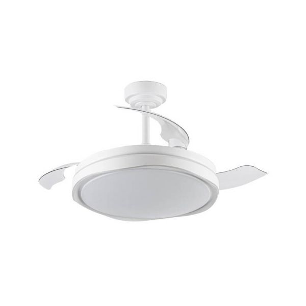 Ventilateur de Plafond LED à pales rétractables OKU Blanc 72W 7920Lm CCT
