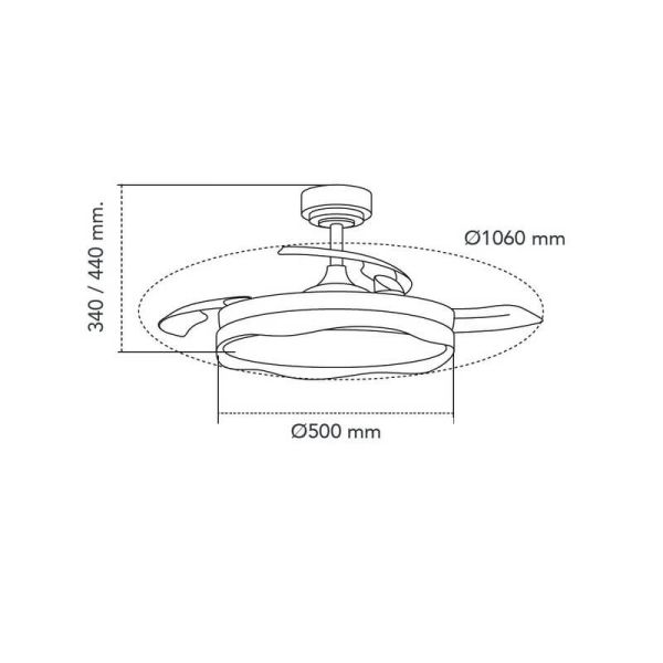 Ventilador de Techo LED aspas retráctiles OKU Negro 72W 7920Lm CCT