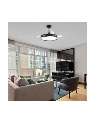 Ventilador de Techo LED aspas retráctiles OKU Negro 72W 7920Lm CCT