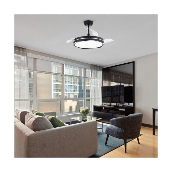 Ventilador de Teto LED com lâminas retráteis OKU Preto 72W 7920Lm CCT