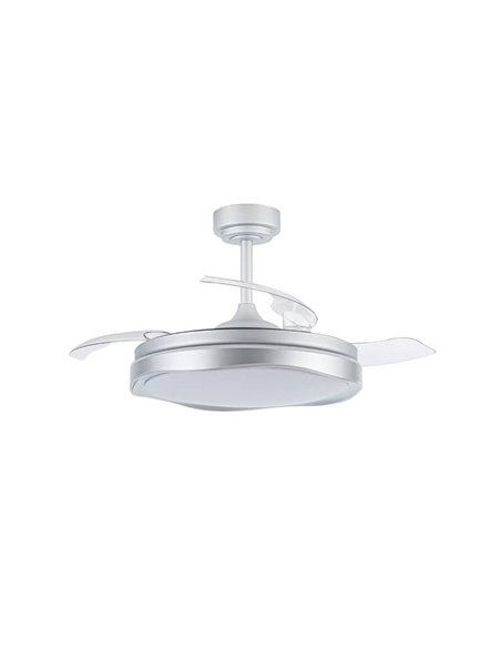 Ventilateur de Plafond LED à pales rétractables OKU Argent 72W 7920Lm CCT