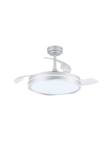 Ventilador de Techo LED aspas retráctiles OKU Plata 72W 7920Lm CCT