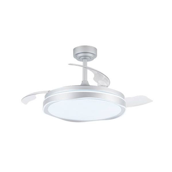 Ventilateur de Plafond LED à pales rétractables OKU Argent 72W 7920Lm CCT