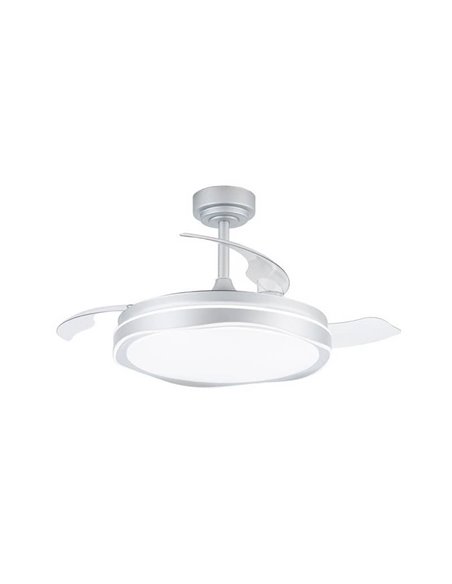 Ventilador de Techo LED aspas retráctiles OKU Plata 72W 7920Lm CCT