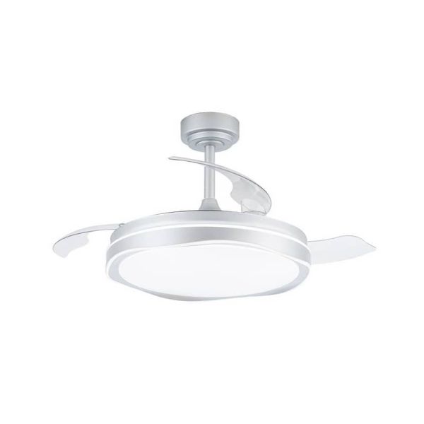 Ventilador de teto LED com lâminas retráteis OKU Prata 72W 7920Lm CCT
