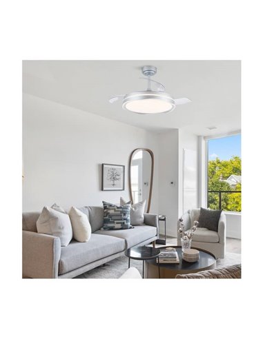 Ventilador de Techo LED aspas retráctiles OKU Plata 72W 7920Lm CCT