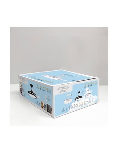 Ventilateur de Plafond LED à pales rétractables OKU Argent 72W 7920Lm CCT