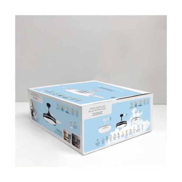 Ventilateur de Plafond LED à pales rétractables OKU Argent 72W 7920Lm CCT