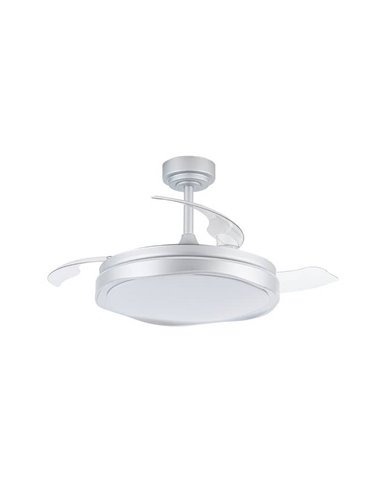 Ventilador de Techo LED aspas retráctiles OKU Plata 72W 7920Lm CCT