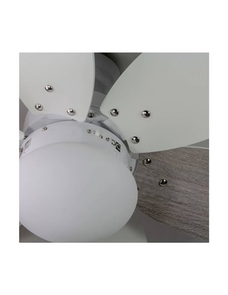 Ventilador de techo ORION madera contrachapado AC, con cuerdas suspendidas blanco-ceniza 1xE27