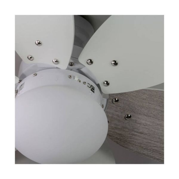 Ventilador de techo ORION madera contrachapado AC, con cuerdas suspendidas blanco-ceniza 1xE27