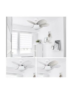 Ventilador de techo ORION madera contrachapado AC, con cuerdas suspendidas blanco-ceniza 1xE27 2