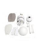 Ventilador de techo ORION madera contrachapado AC, con cuerdas suspendidas blanco-ceniza 1xE27