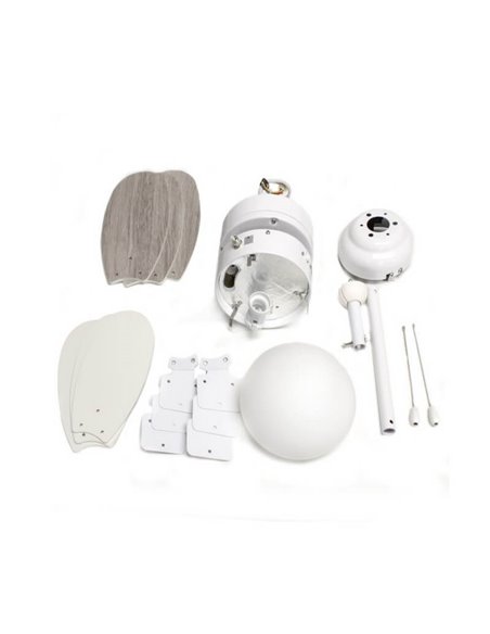 Ventilador de techo ORION madera contrachapado AC, con cuerdas suspendidas blanco-ceniza 1xE27