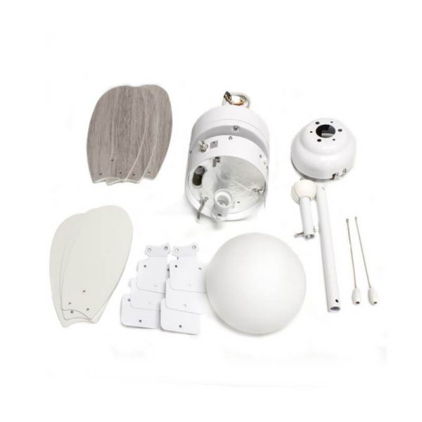 Ventilador de techo ORION madera contrachapado AC, con cuerdas suspendidas blanco-ceniza 1xE27