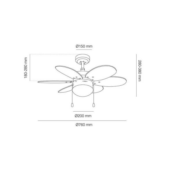 Ventilador de techo ORION madera contrachapado AC, con cuerdas suspendidas blanco-ceniza 1xE27