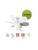 Ventilador de techo ORION madera contrachapado AC, con cuerdas suspendidas blanco-ceniza 1xE27
