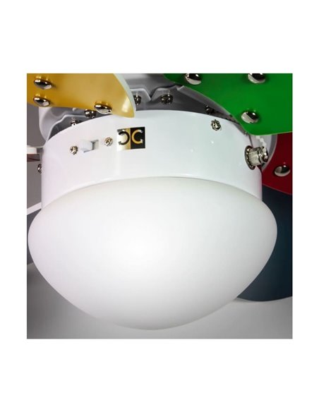 Ventilador de teto AC em compensado ORION, com cordas suspensas multicoloridas 1xE27