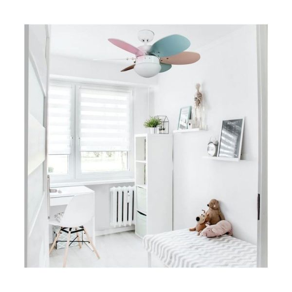 Ventilador de techo ORION madera contrachapado AC, con cuerdas suspendidas multicolor 1xE27