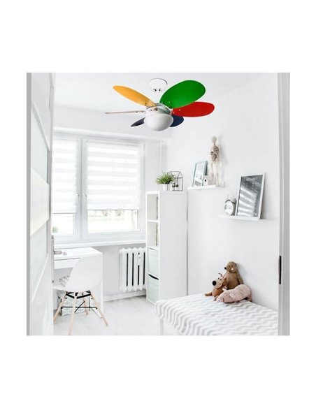 Ventilador de techo ORION madera contrachapado AC, con cuerdas suspendidas multicolor 1xE27