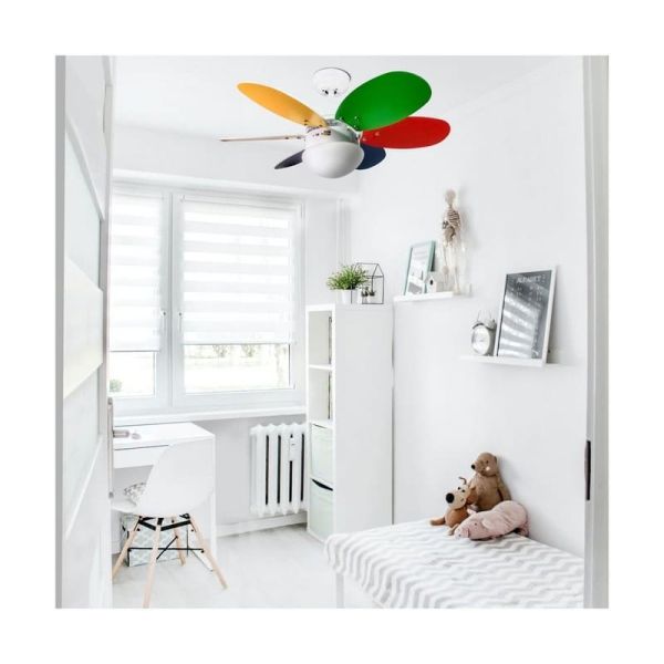 Ventilador de techo ORION madera contrachapado AC, con cuerdas suspendidas multicolor 1xE27