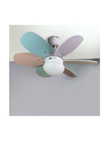 Ventilador de teto AC em compensado ORION, com cordas suspensas multicoloridas 1xE27