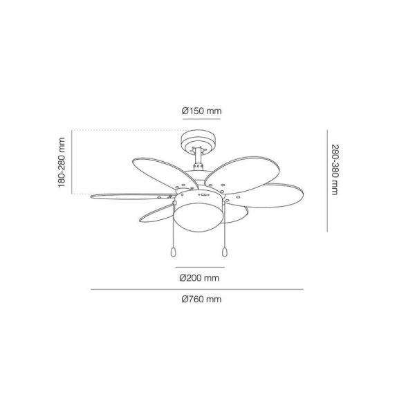 Ventilador de techo ORION madera contrachapado AC, con cuerdas suspendidas multicolor 1xE27