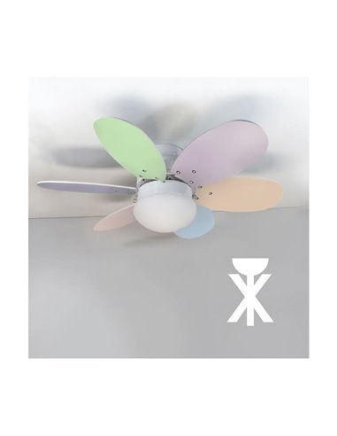 Ventilador de techo ORION madera contrachapado AC, con cuerdas suspendidas multicolor 1xE27