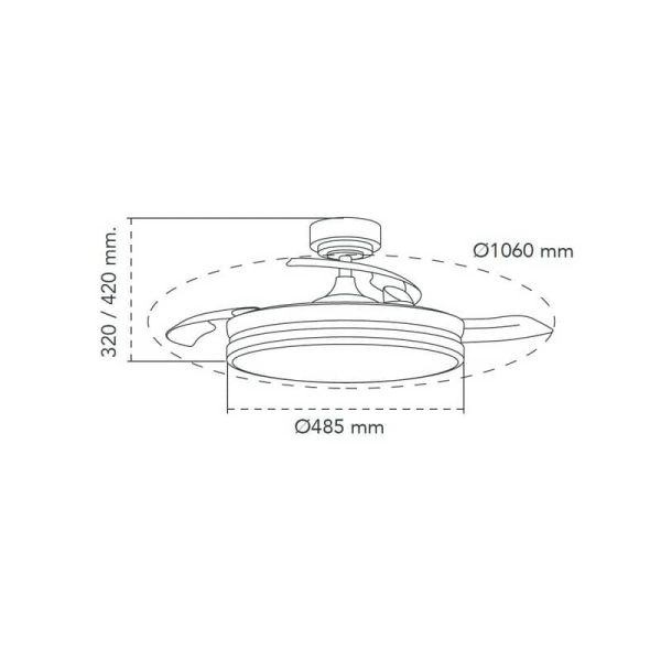 Ventilador de Techo LED con aspas plegables PANAM Ceniza 72W 7920Lm CCT