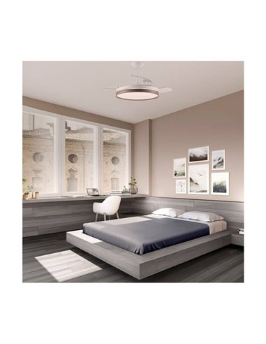 Ventilador de teto LED com lâminas dobráveis PANAM Cinza 72W 7920Lm CCT