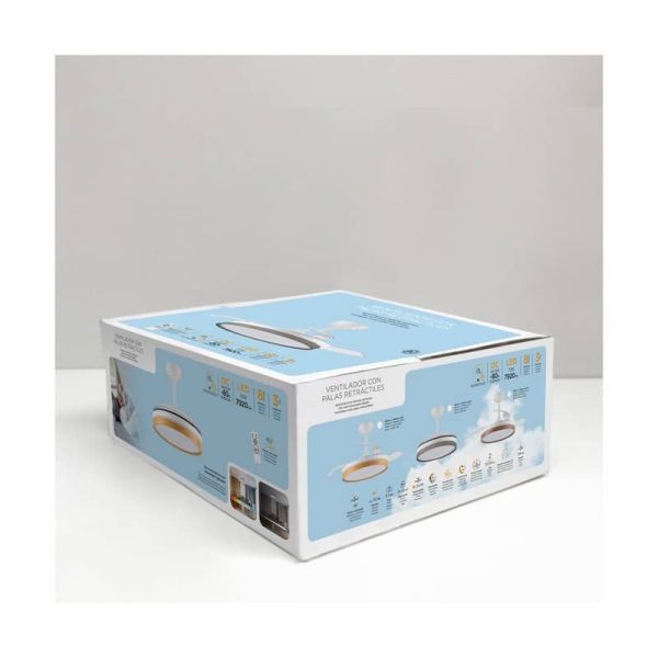 Ventilador de teto LED com lâminas dobráveis PANAM Cinza 72W 7920Lm CCT