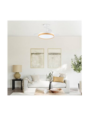 Ventilador de Techo LED con aspas plegables PANAM Haya 72W 7920Lm CCT