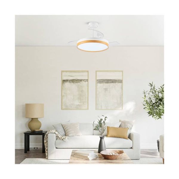 Ventilador de teto LED de lâminas dobráveis PANAM Faia 72W 7920Lm CCT